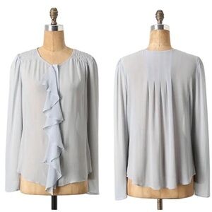 Anthropologie Moulinette Soeurs Silk Blouse Light Gray Sz 10